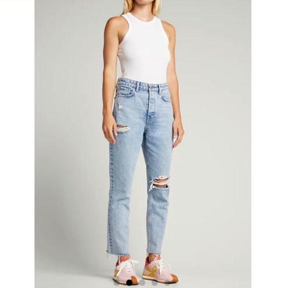 Grlfrnd jeans Karolina Distressed Straight leg jeans new with tags - Picture 2 of 13